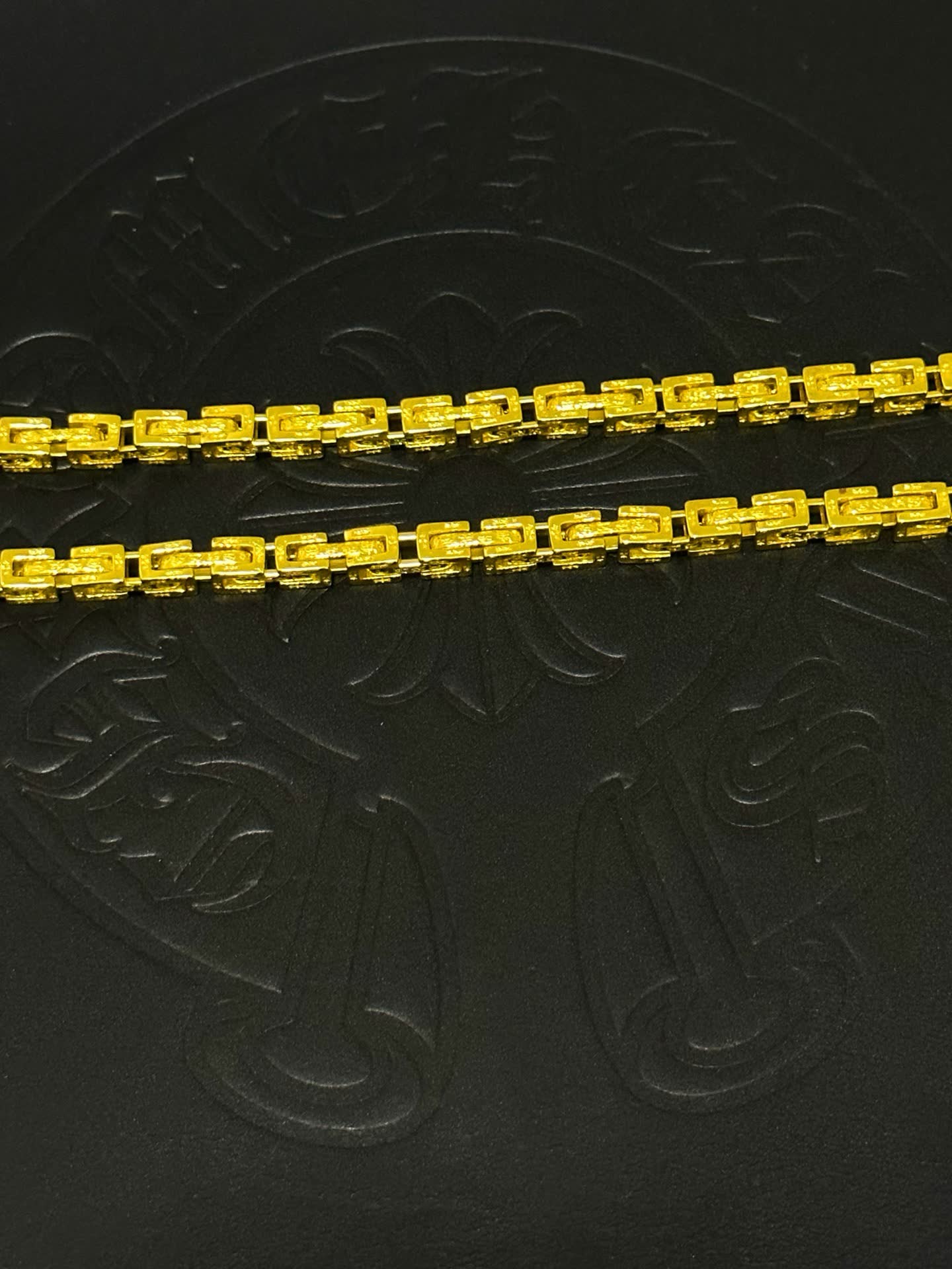 Chrome Hearts Gold Plated Cross Pendant with Ruby Stones